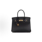 HERMES Birkin 30 Gold buckle platinum handbag 30 Women\'s Edition 89 Noir Black